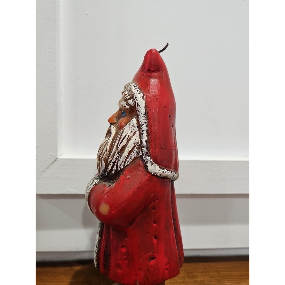 Vintage Old Christmas Chalkware Santa Claus Candle 9.5 × 3 Never Been Burned - Picture 4 of 11